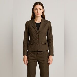 NWOT Riani Size 12 Matching Pantsuit With Tortoise Accents - Green/Brown